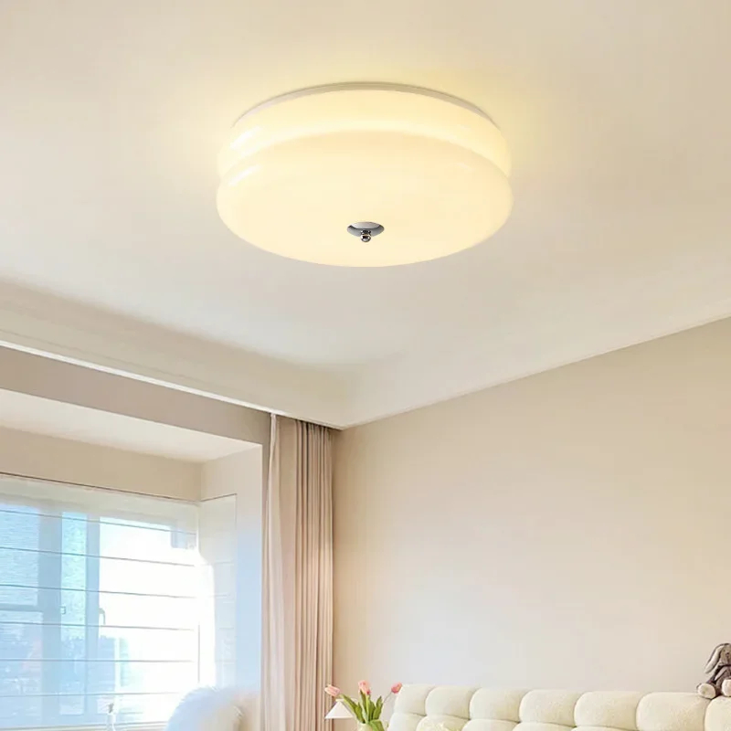 GHJUYIOL Cream style ceiling light French balcony, bedroom, study, corridor light minimalist glass pudding lamp