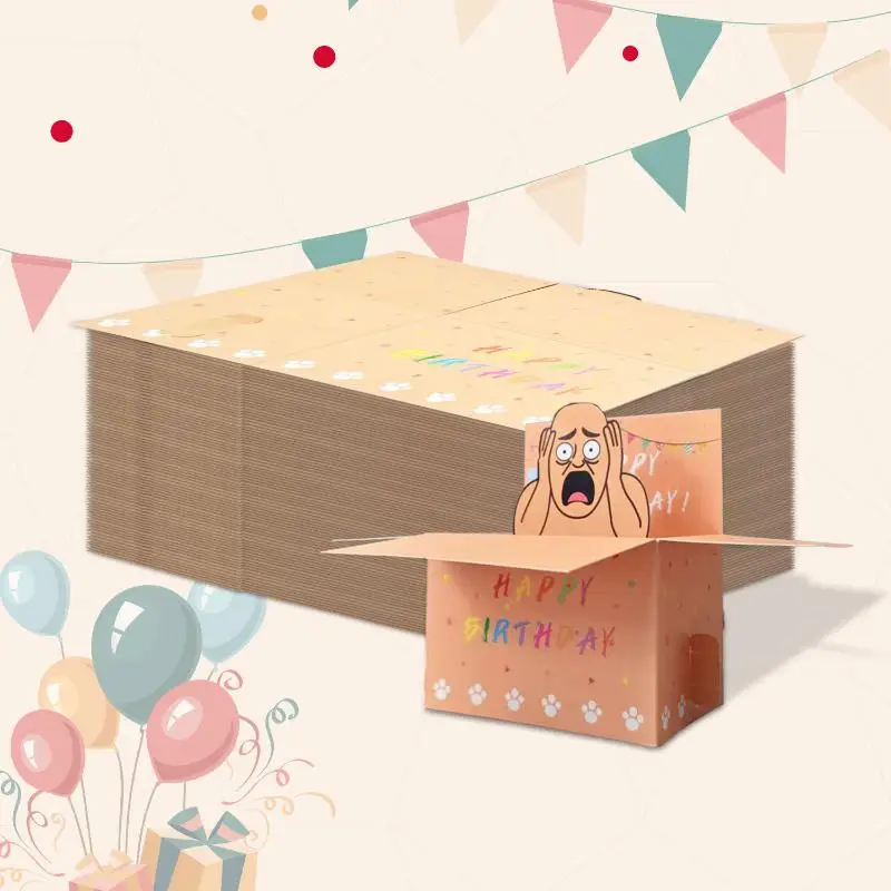 1Pcs Paper Humorous Whimsical Card 3D Terrifying Bald Character Design Hilarious Happy Birthday Card DIY Accessories