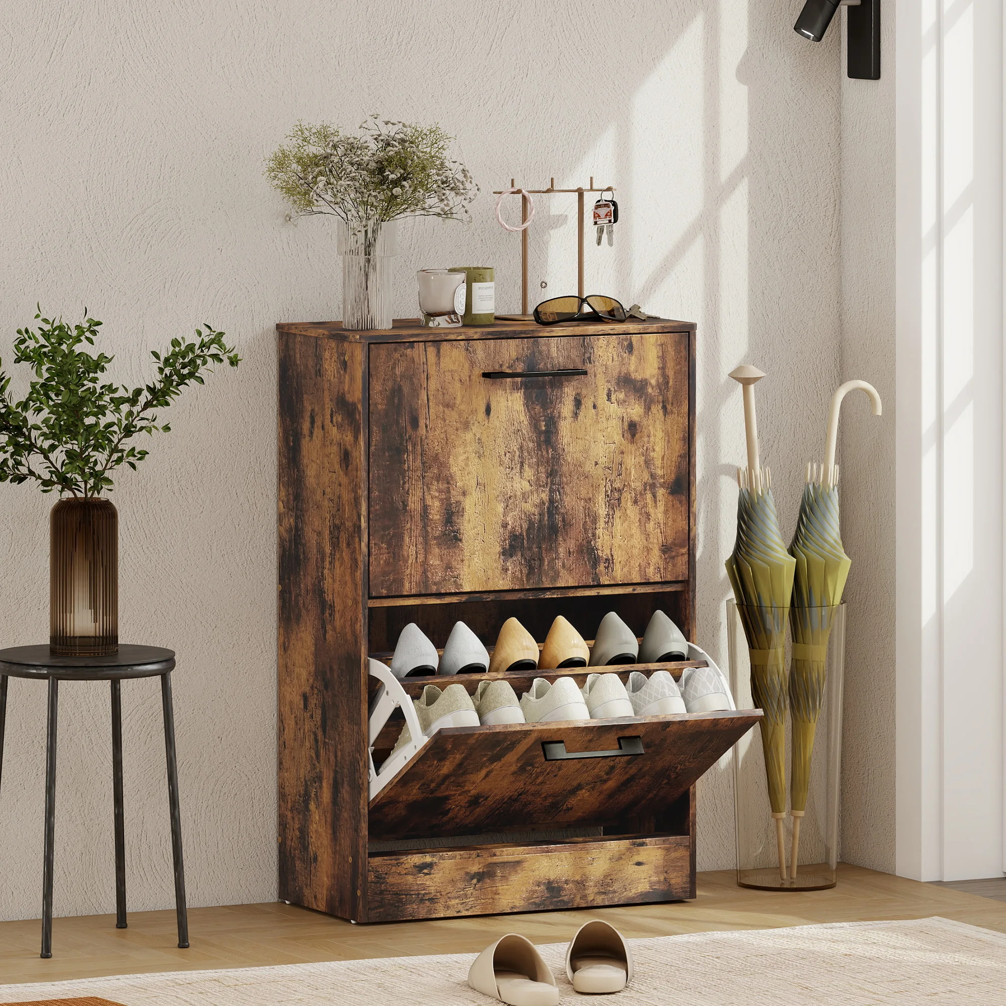 Mobiletto per Scarpe con 2 Cas - Shoe Rack Cabinet Narrow Entryway recensione e prezzo