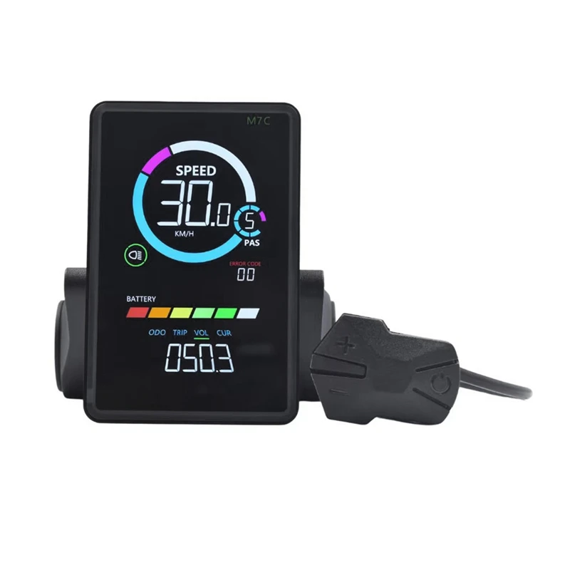 Medidor de pantalla LCD para bicicleta eléctrica, M7C-2, 24V, 36V, 48V, 60V, Panel LCD con USB UART para bicicleta eléctrica de montaña, piezas de 6 pines