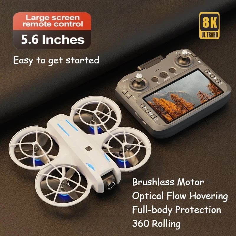 

New 8K HD Drone L105 Brushless Motor 5.6-inch Screen RC Aircraft Comprehensive Protection Optical Flow Hovering 360 Rolling UAV