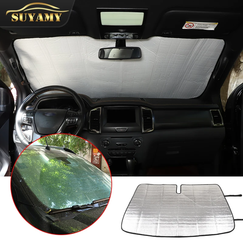 

Car Sunshade Front Rear Window Curtain Shade Sun Protector Windshield Visor Cover Foldable For Ford Ranger 2015-21 UV Protection