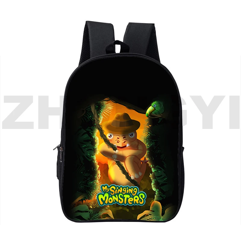 

My Singing Monsters School Backpack for Teenager Students 16 Inch Cartoon Video Game Rucksack Large Travel Laptop Satchel Zipper