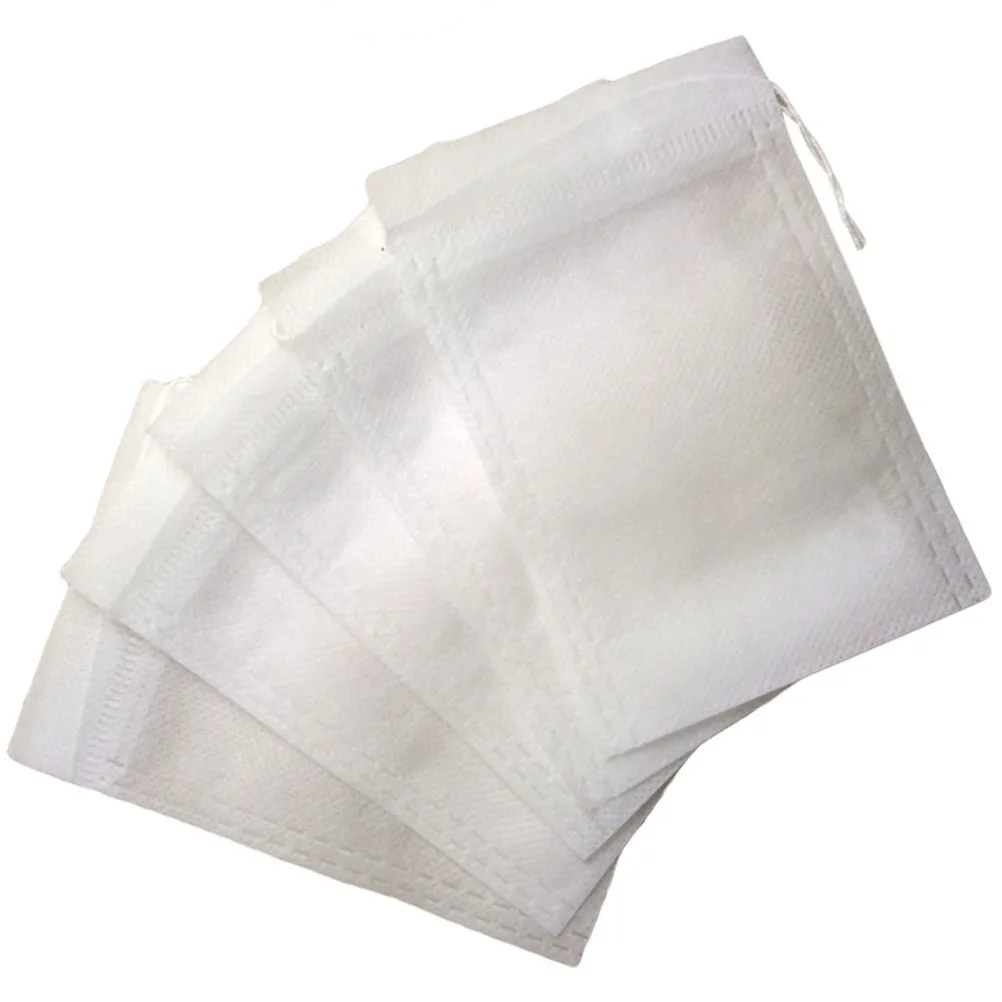 

100 Pcs Non-woven Tea Bags Leaf Reusable Infuser for Loose Filter Empty Drawstring