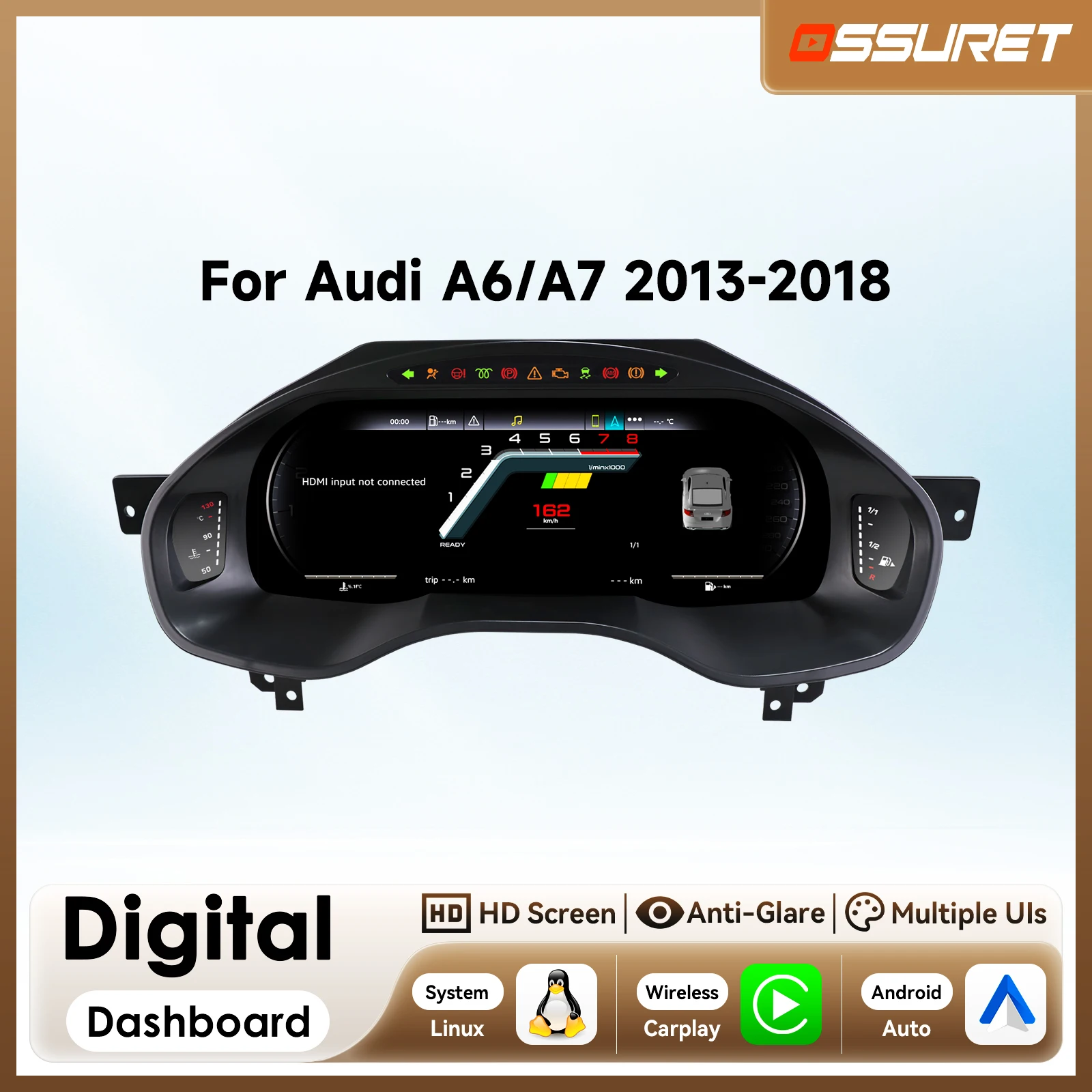 

New Car LCD Dashboard panel for AUDI A6 A7 2013 - 2018 Digital Instrument Cluster Virtual Cockpit Gauge Carplay Android Auto