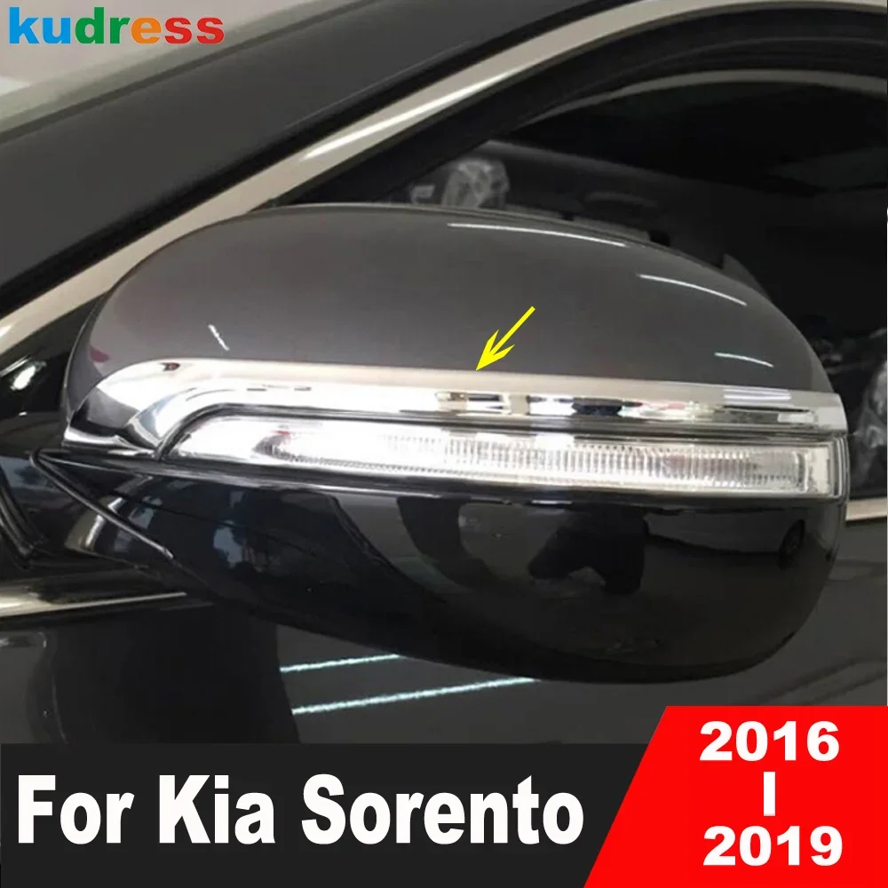 

For Kia Sorento 2016 2017 2018 2019 Chrome Door Rearview Mirror Cover Trim Side Mirrors Molding Garnish Strip Car Accessories
