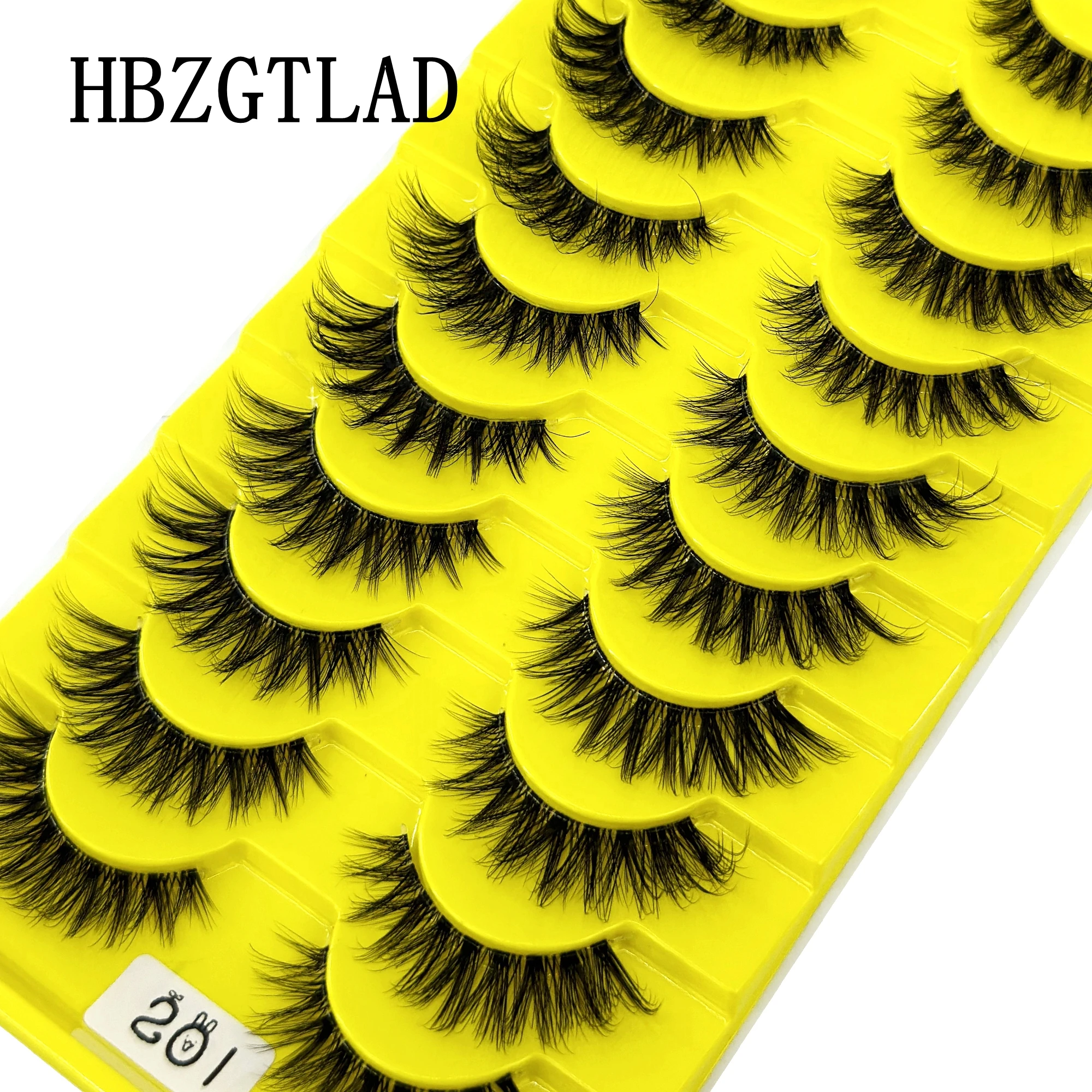 HBZGTLAD 10Pairs Transparent Band Lashes Natural Long 3D Faux Mink False Eyelashes Handmade Fluffy Volume Eye Lash Cilios Makeup