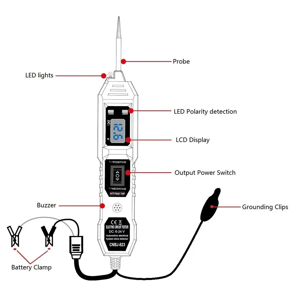 Kit Circuit Tester Automotive Easy Installation High Definition LCD Display Parts Repair For Effective Brand New