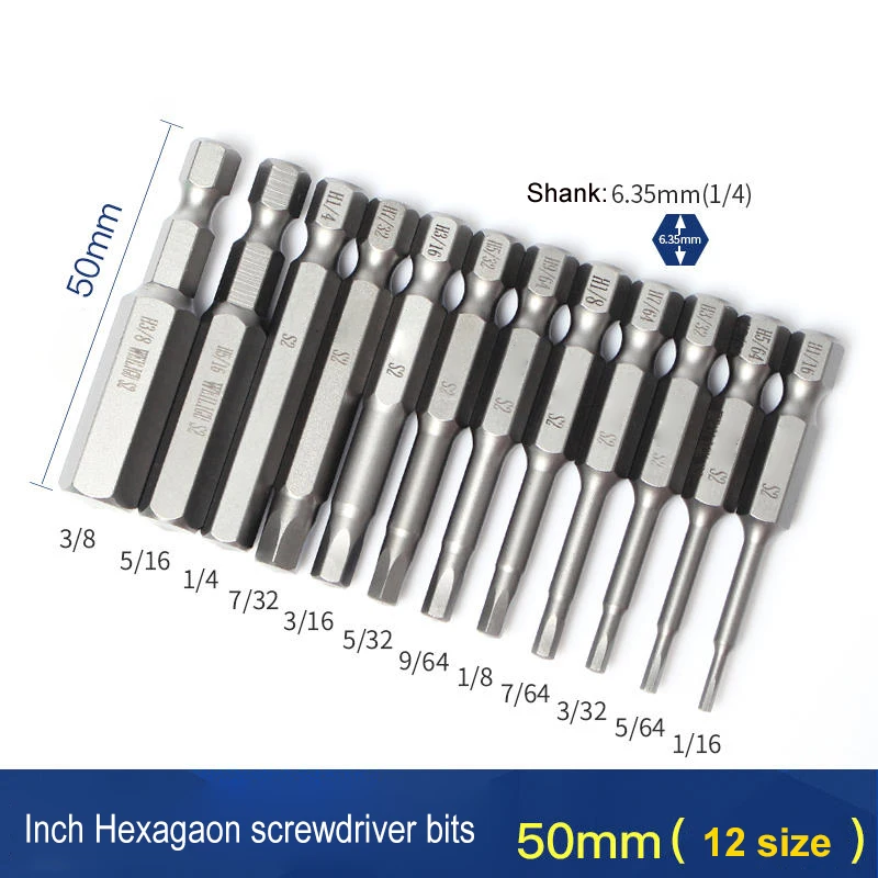 conjunto magnetic 635 milimetros hex shank polegada hexagon chave de fenda bit 16 64 32 64 64 32 16 32 16 12 pcs 01