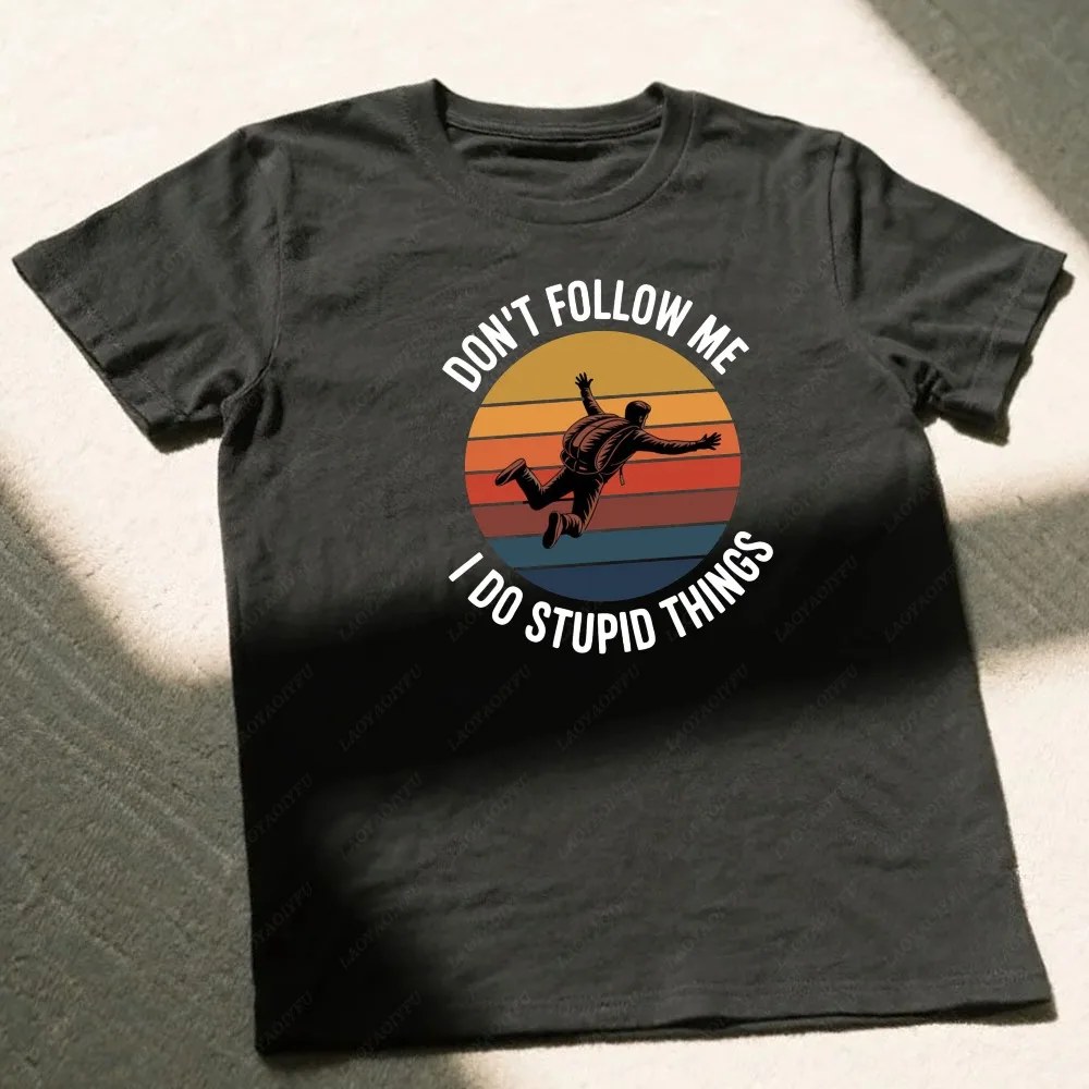 Retro Skydiving Silhouette T-Shirt Men Funny Quote 
