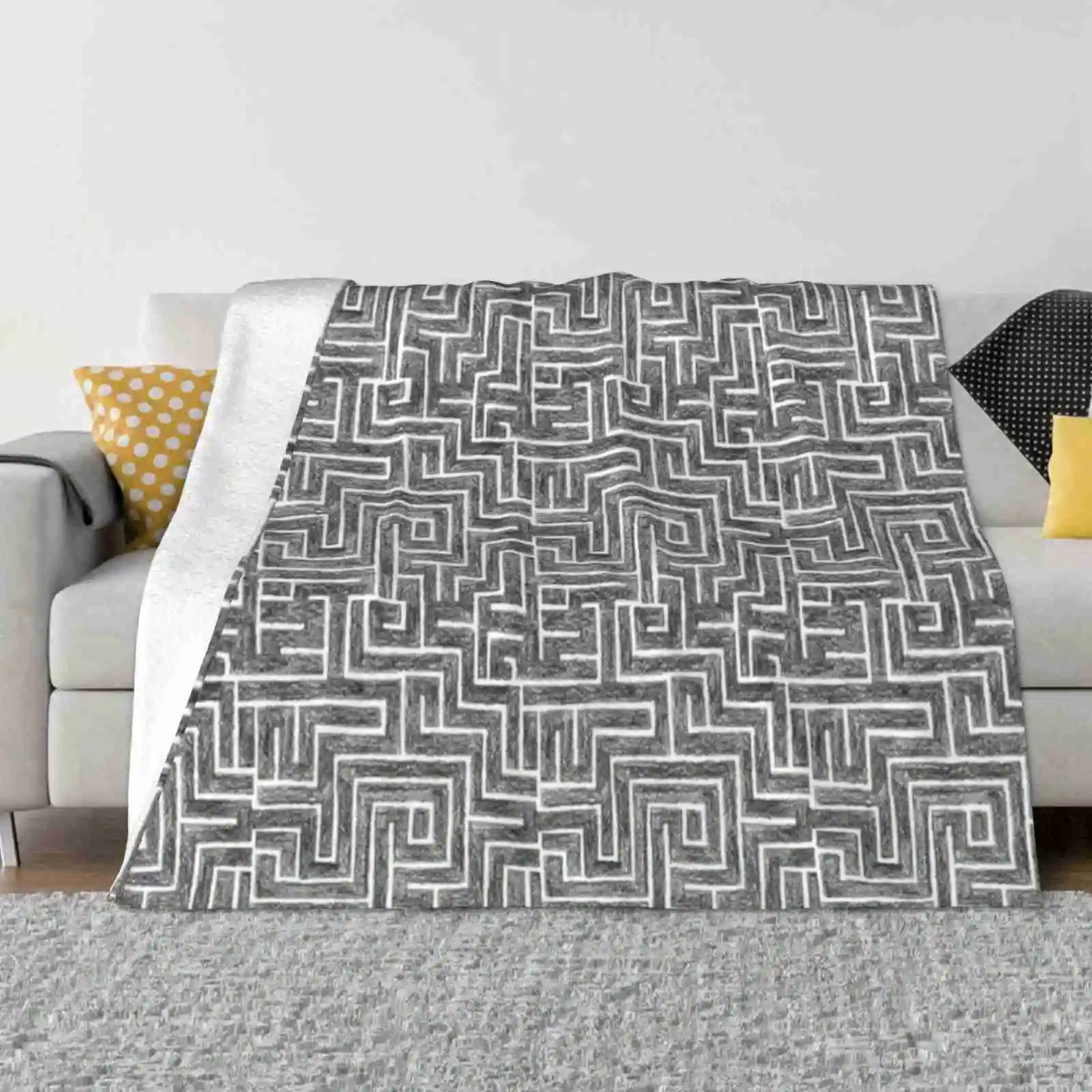 Pencil Sketch Hot Sale Printing High Qiality Warm Flannel Blanket Pencil Sketch Abstract Hipster Cool Modern Tiles Repeat Artsy