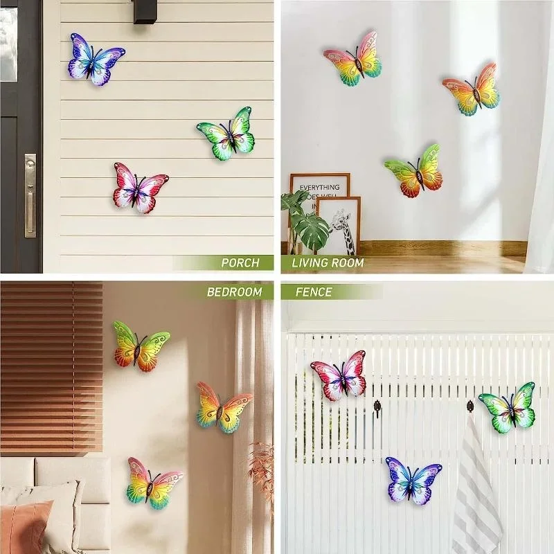 Metalowy motyl Dekoracja ścienna 7-kolorowa rzeźba motyli Żelazna wisząca grafika ścienna do ogrodu Podwórko Ogrodzenie Dom Prezent