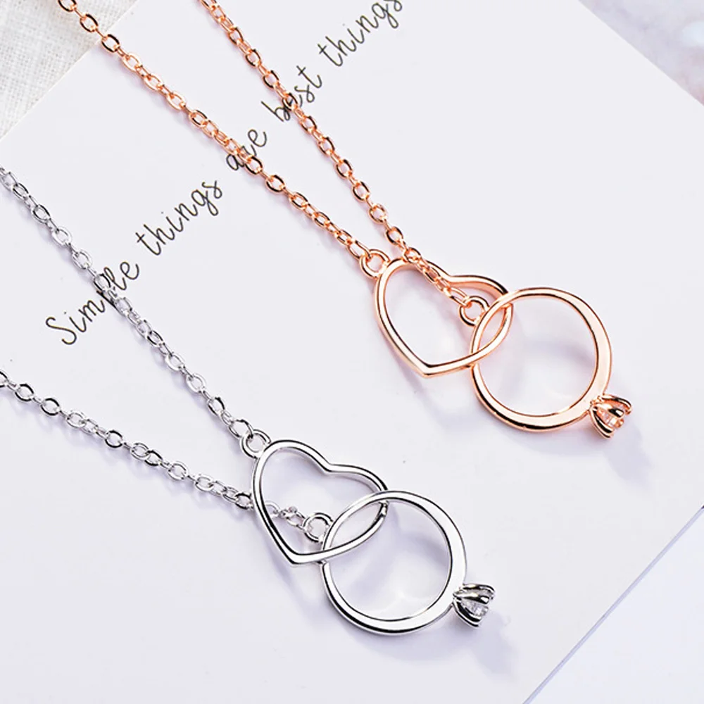 

New in 925 Sterling Silver Ring Heart Necklaces For Women Wedding Luxury Designer Jewelry Accesories Wholesale GaaBou Jewellery