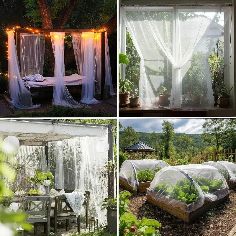 DIY Outdoor Gazebo Mosquito Net Curtain Mesh Sheer Netting Garden Insect Screen Pergola Canopy Net for Patio Backyard Decor