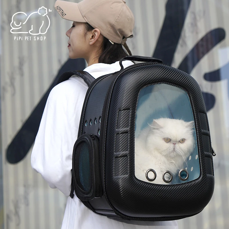 Leisure Pet Dog Cat Supplies Accessories Portable Large Capacity Transparent Space Capsule Breathable Backpack for Going Out