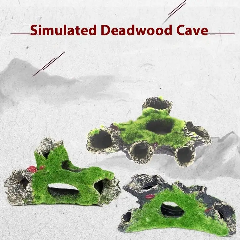 Resin Fish Shrimp Breeding Hiding Cave Simulation Moss Tree Roots Dry Wood Aquarium Fish Tank Decoration Accessory