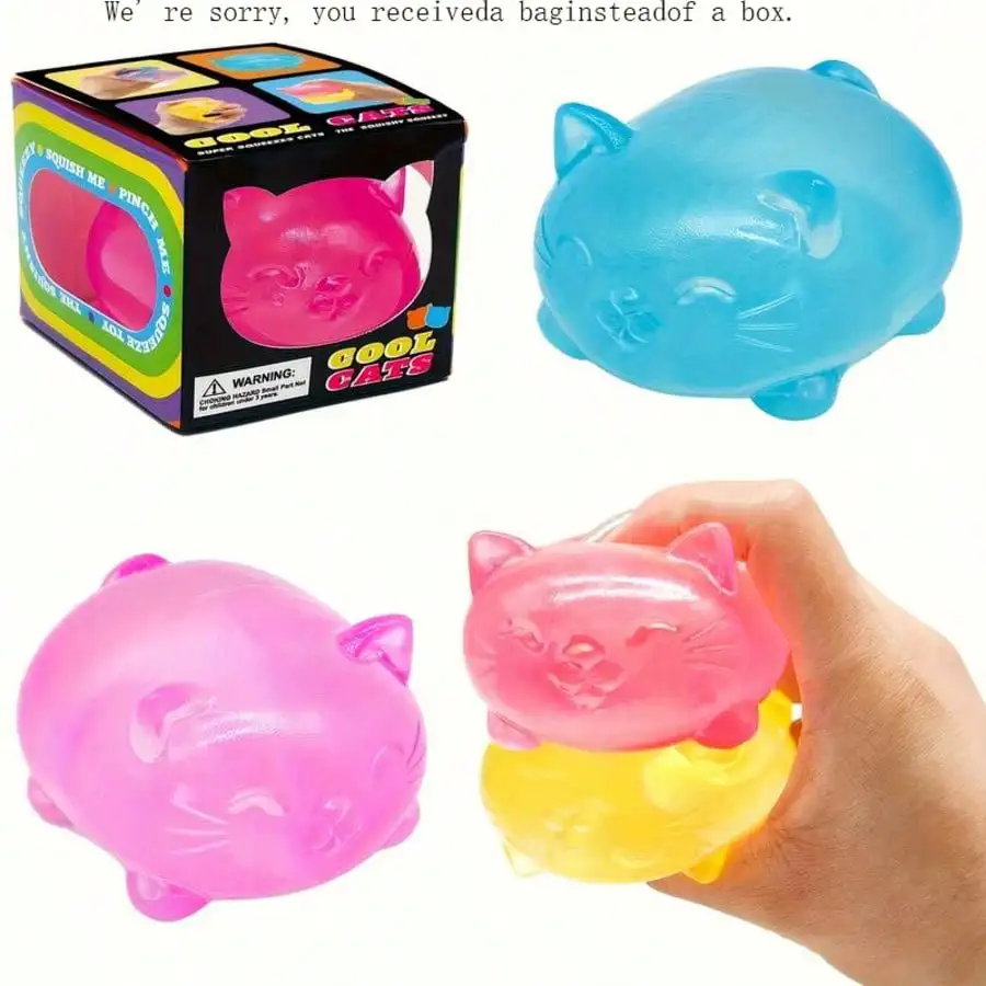 Cute Transparent Cat Squeeze Toy, Super Soft Pressure Relief Toy, Slow Rebound Squeeze Toy Suitable For Children And Adults, Squeeze Toy To Relieve Anxiety, Portable Desk Squeeze Toy, Party Gift (Random Packaging)