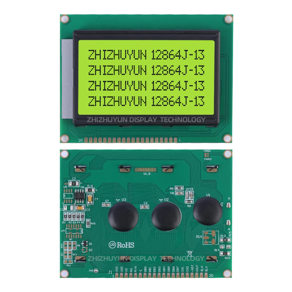 Fornitura stabile di merci 12864J-13 caratteri neri a luce verde smeraldo 128*64Mm Display di testo schermo LCD modulo LCD/LCM