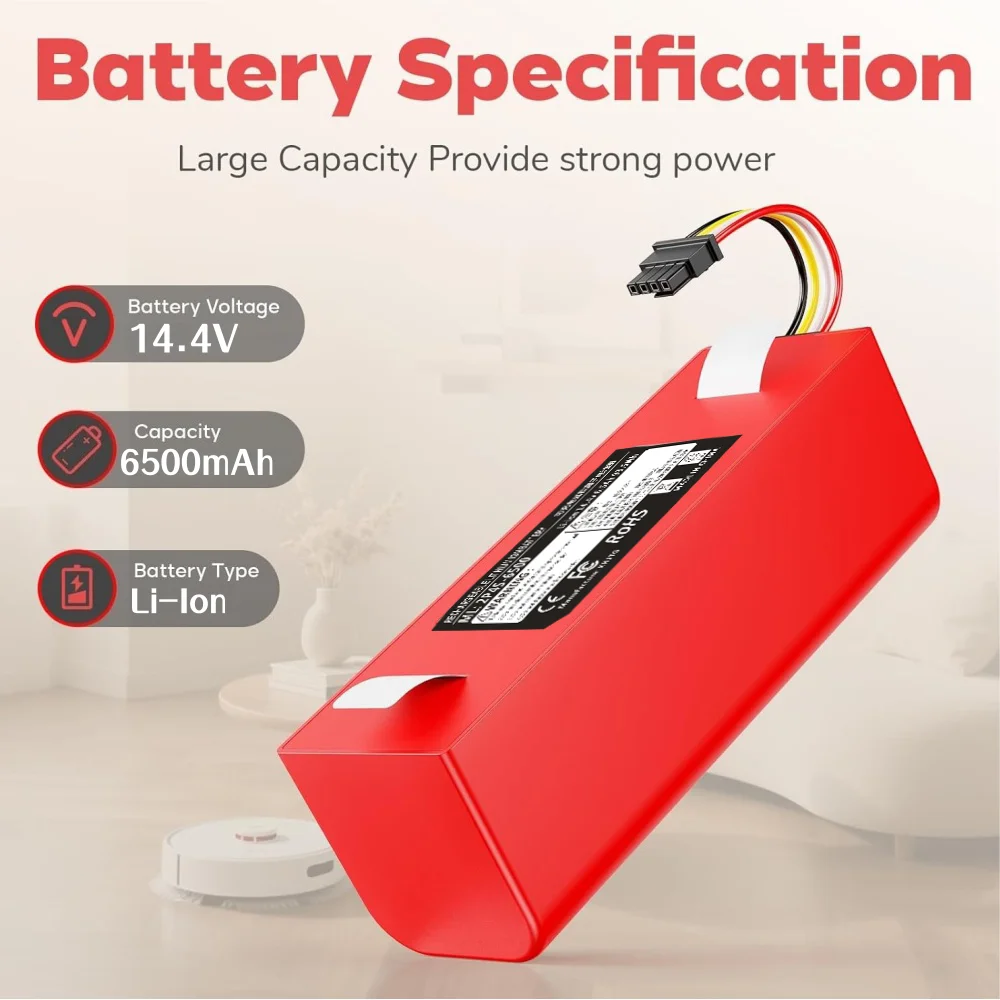 

14.4V Li-Ion Replacement Battery for Roborock S50/S5/S6/S7 Pure/MAX/MaxV/MaxV Ultra Q5 Q7 Pro/MAX+ Mijia 1.2 Generation.