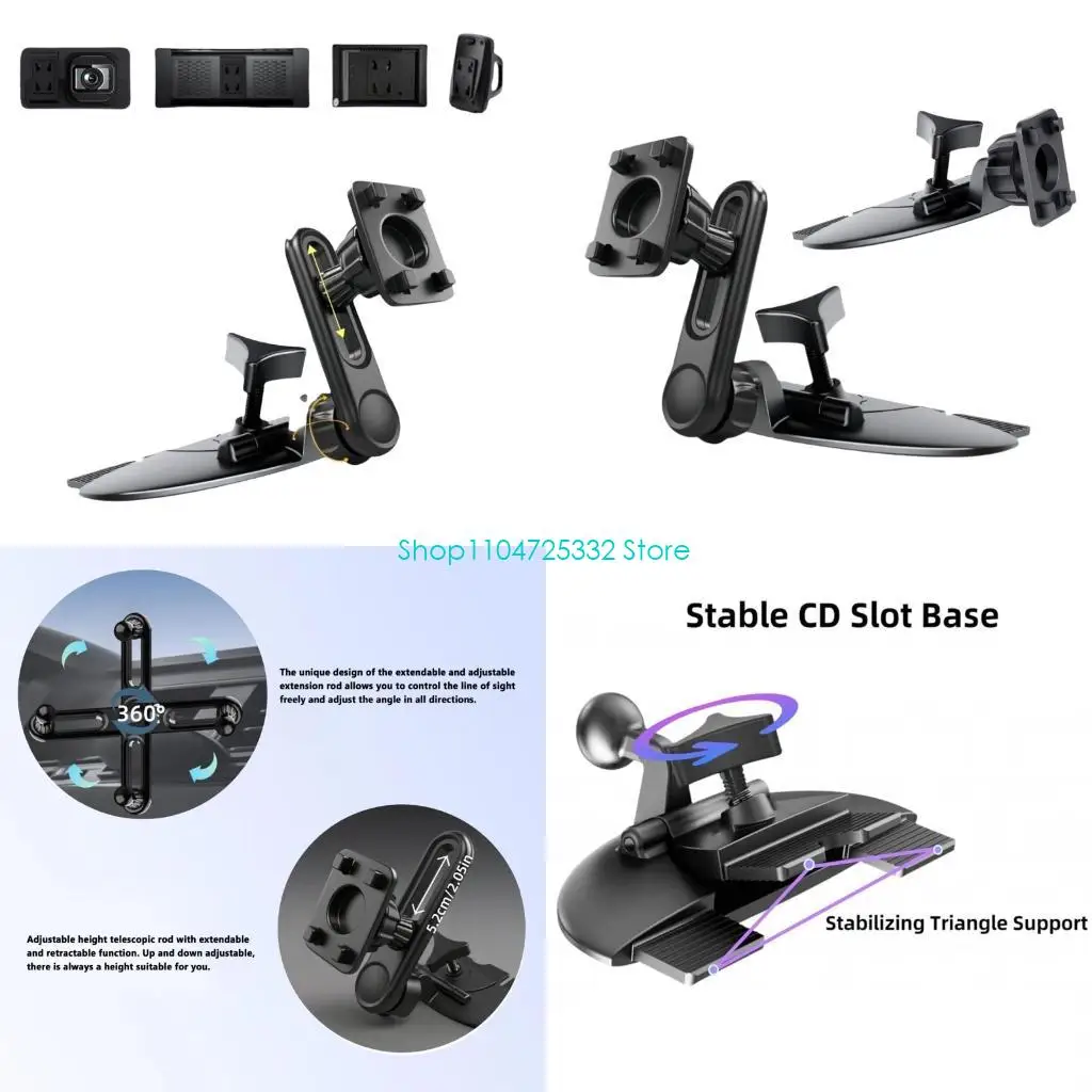 P5EA ABS Car CDs Slot Phone Holder For Stable Navigation And Handsfree Calls Universal Car Phone Stand Bracket 360 Rotating