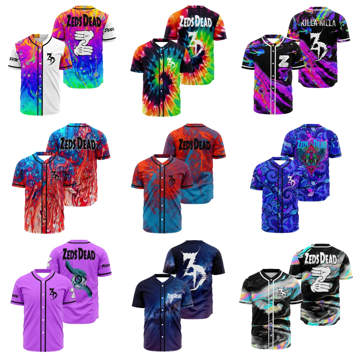 Zeds Dead Music Festival Merch Baseball Jersey V-Neck Short Sleeve Button-Down Shirts Women Men