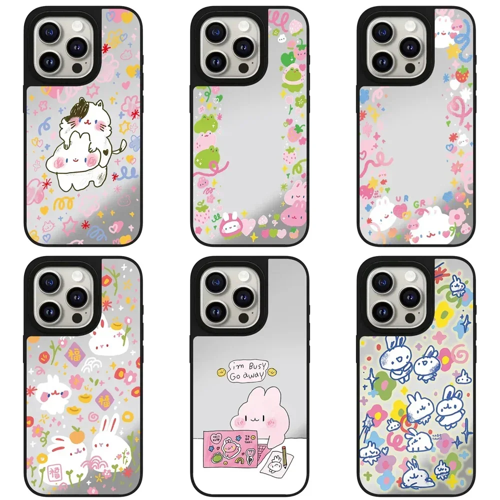 

Rabbit Busy Mirror iPhone 11 12 13 14 15 16 Pro Max Case - Protective iPhone Case with MagSafe