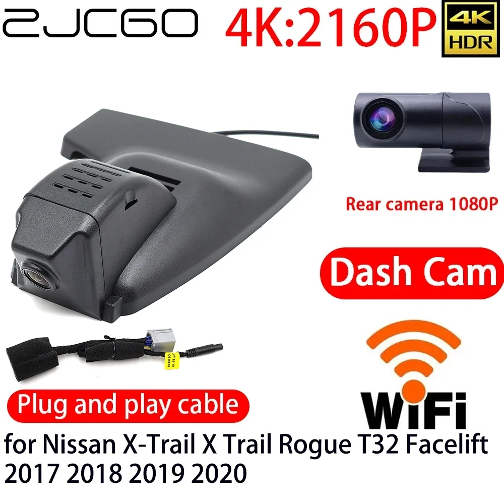 ZJCGO 4K DVR Dash Cam Wifi Front Rear Camera 24h Monitor for Nissan X-Trail X Trail Rogue T32 Facelift 2017 2018 2019 2020