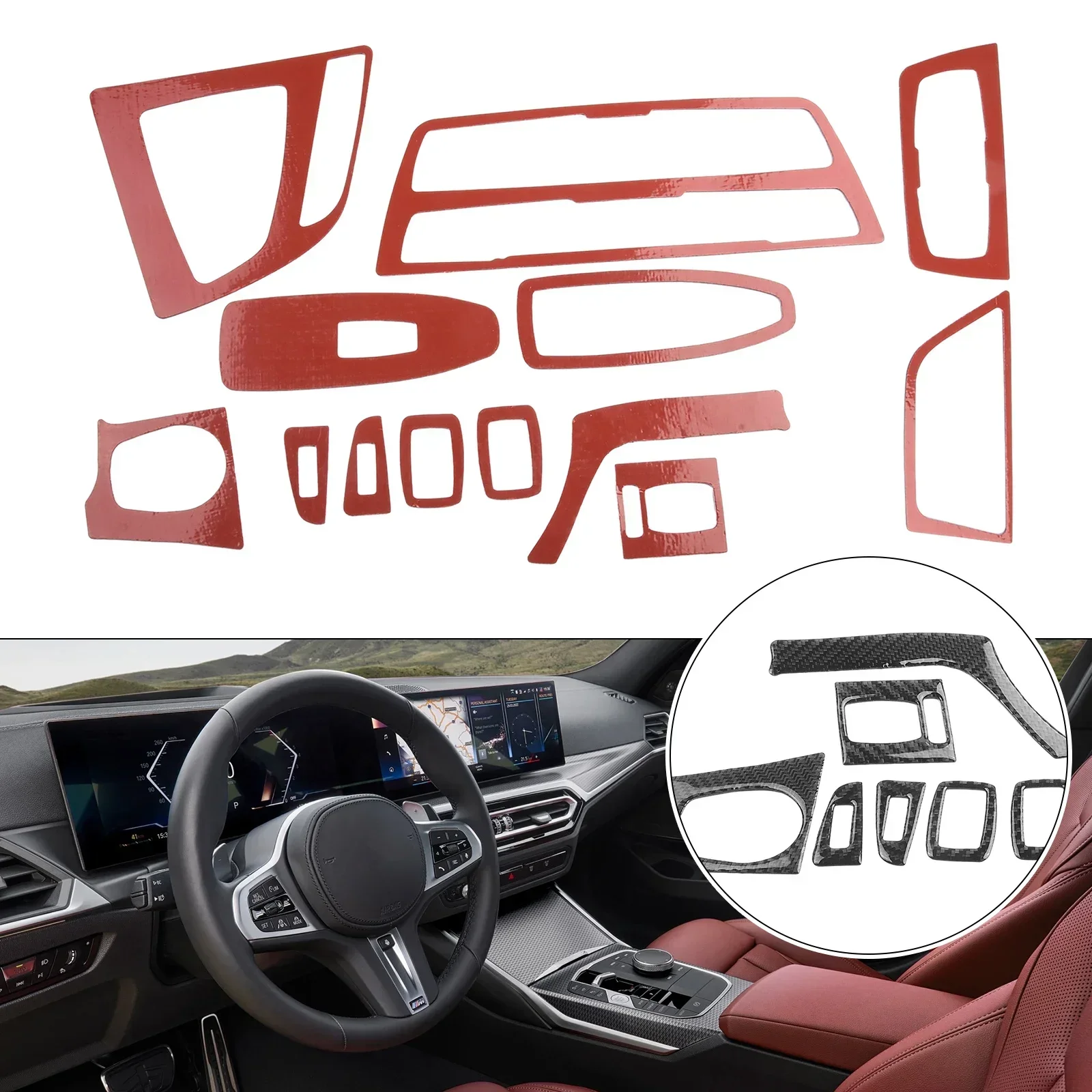 

13 шт., декоративная накладка из углеродного волокна для BMW 3 4 серии F30 F34, аксессуары для литья салона автомобиля