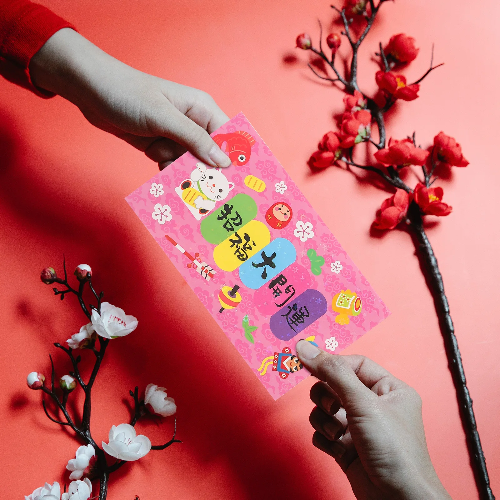 

12 Pcs Horizontal Red Envelope Bag Chinese Tradition Envelopes New Year Zodiac Thick Paper Packets China's