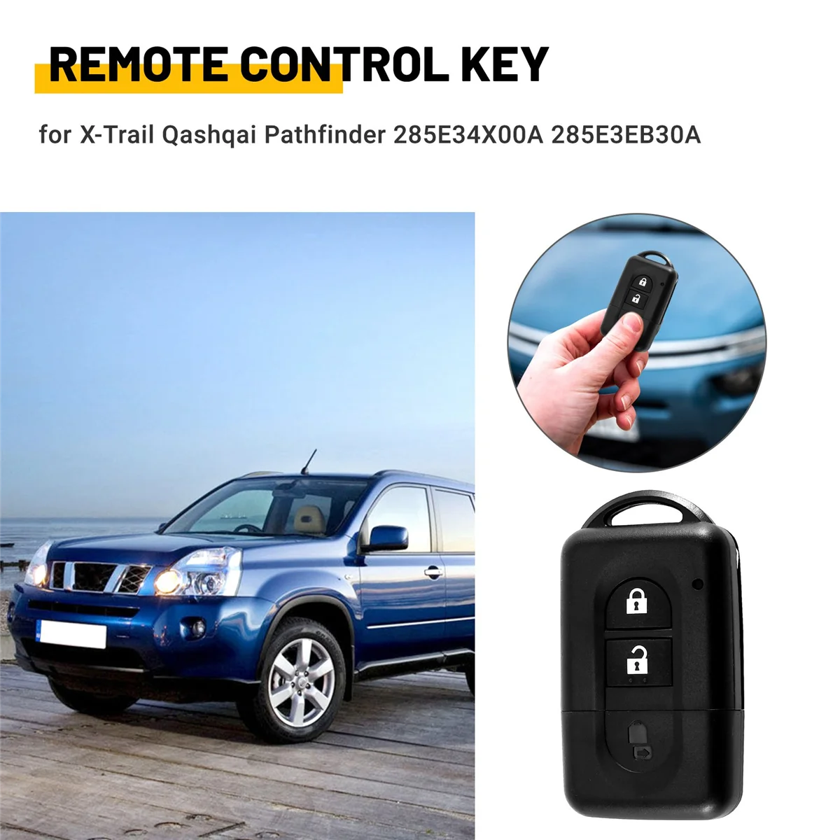 Car Keyless Entry Remote Key with 2 Button 433MHz ID46 Chip for Nissan X-Trail Qashqai Pathfinder 285E34X00A