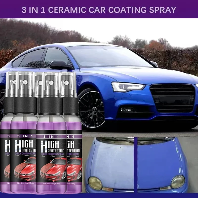 Recubrimiento cerámico Rapid, Spray hidrofóbico para pulir cera de coche, brillo intenso para vidrio, ruedas y detalles de sellador de pintura