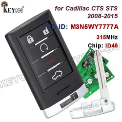 KEYECU 315MHz M3N5WY7777A 4+1 5 Button  for Cadillac CTS STS 2008 2009 2010 2011 2012 2013 2014 2015Keyless Smart Remote Key Fob