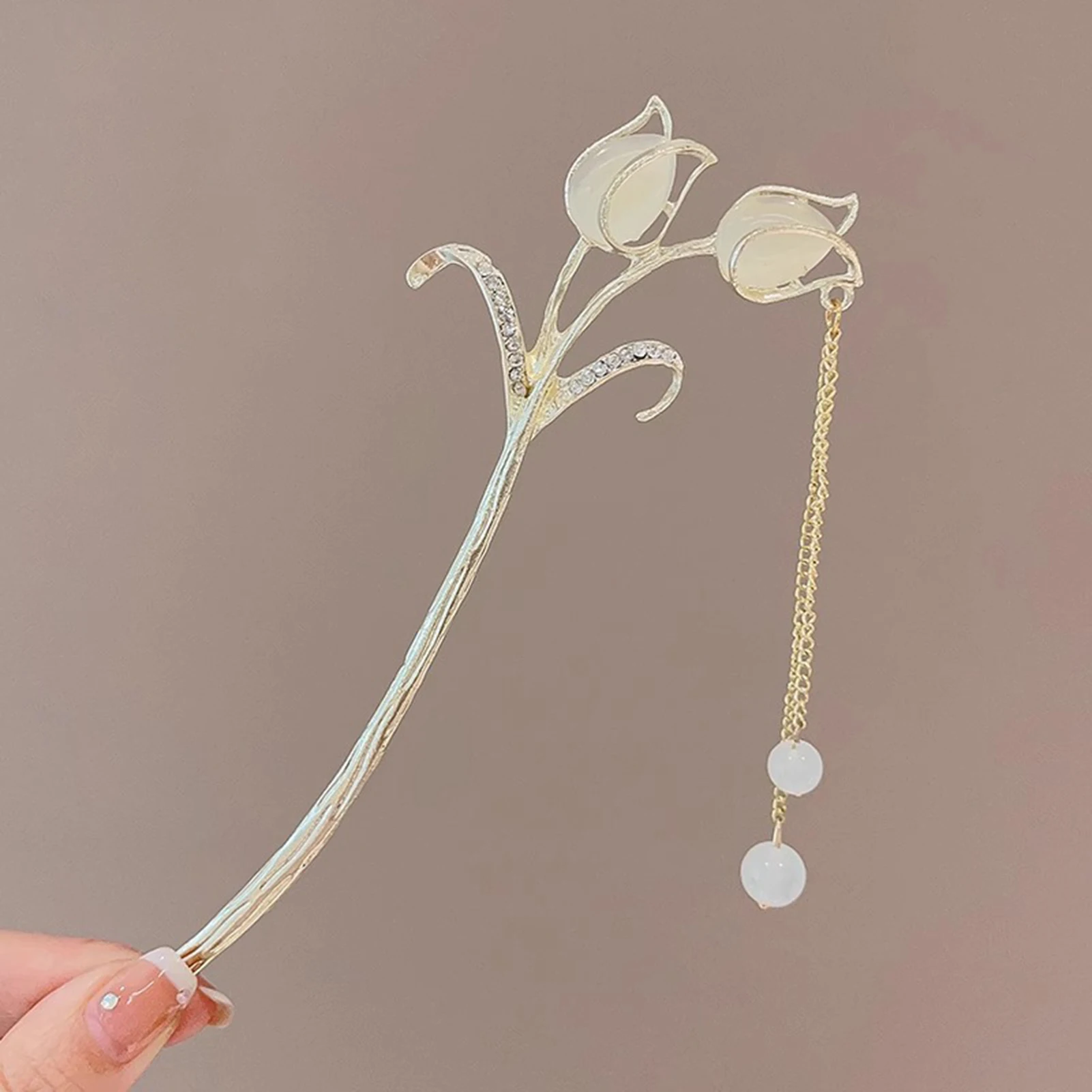 Neo Chinese Hairpin For Women Trendy Metal Flower Tassel Hair Stick Girls Daily Travel Shopping Jewelry Hair Accessories 1pc