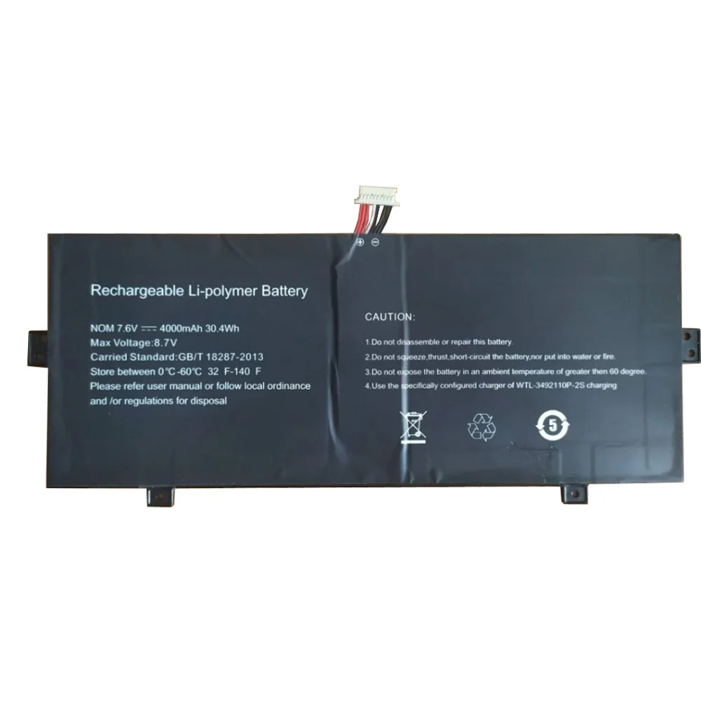 

Laptop Replacement Battery WTL-3492110P-2S 7.6V 4000MAH 37WH 10PIN 8Lines New