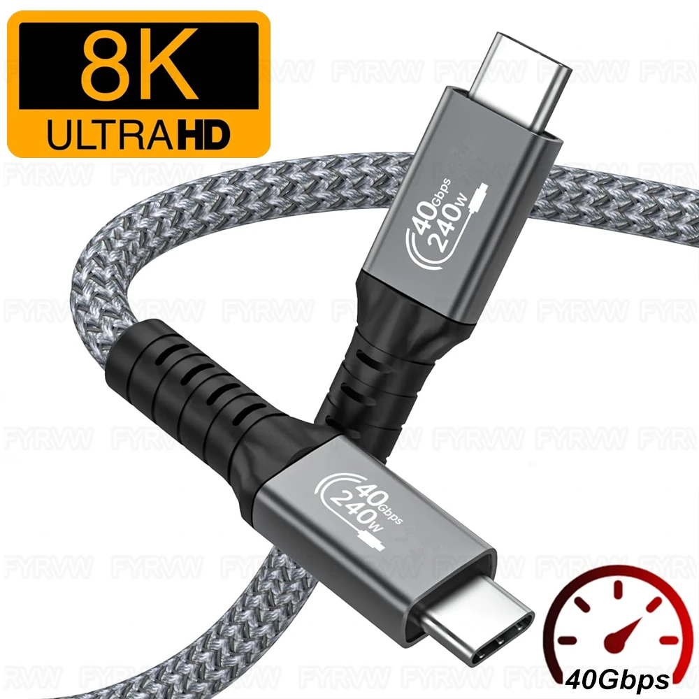 USB4 Thunderbolt 4 40Gbps Kabel Thunderbolt4 Kabel 8K@60Hz Video Schnellladegerät 5+240W für MacBook Pro Samsung M1 Laptop-Kabel