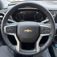 Funda de cuero genuino antideslizante para volante de coche, cosida a mano, negra, para Chevrolet Silverado Blazer 3500HD, 2020-2023