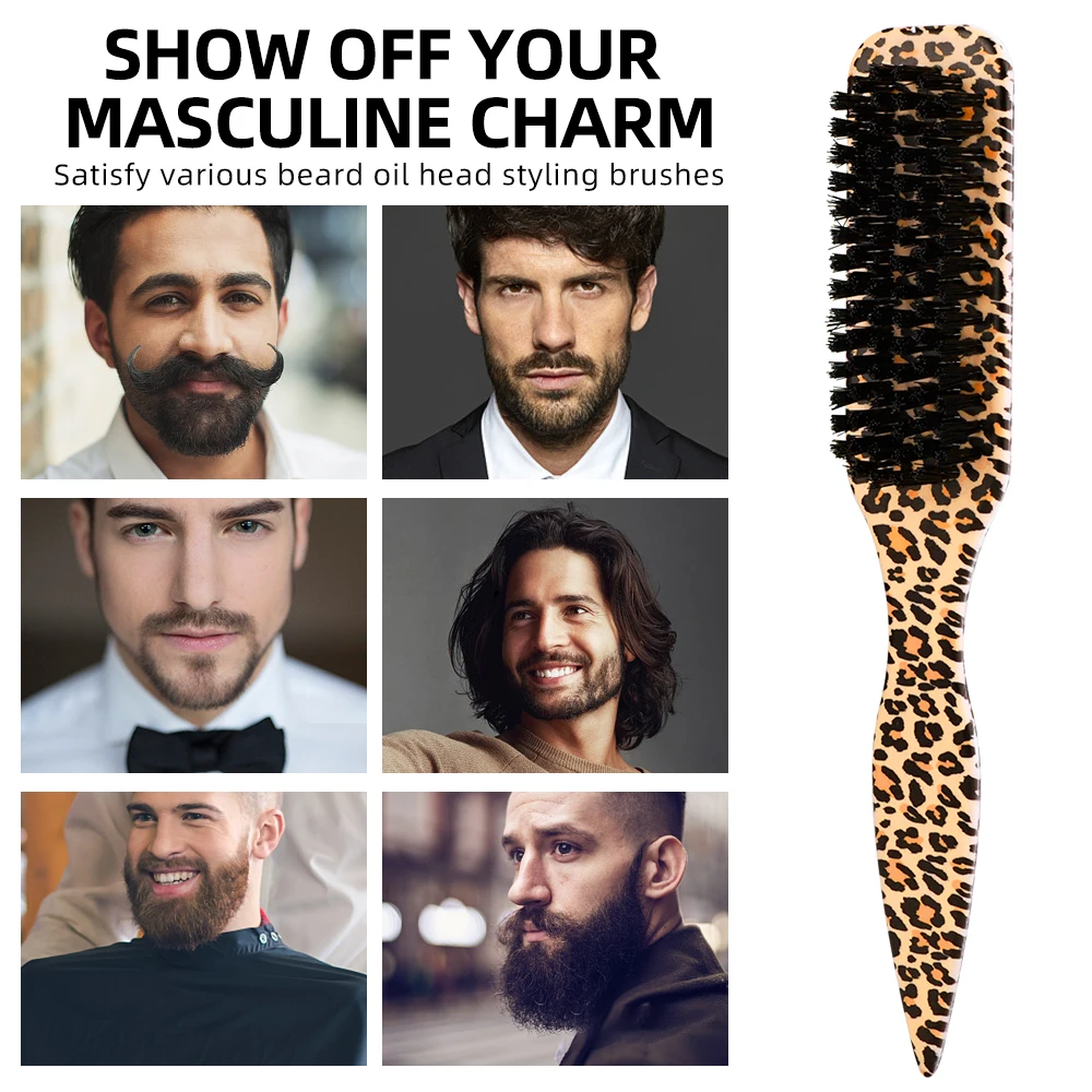 Boar Bristle Slick Back Hair Brush Wide Rat Tail Sectioning Parting Tool Tame Baby Hairs Flyaways for Sleek Bun Ponytail