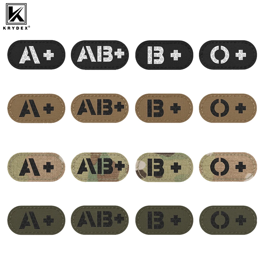 

KRYDEX 4 шт. A+ B+ AB+ O+ кровяные нашивки, тактический светоотражающий значок на липучке, шляпа, тактический жилет IFAK, нашивка для травм