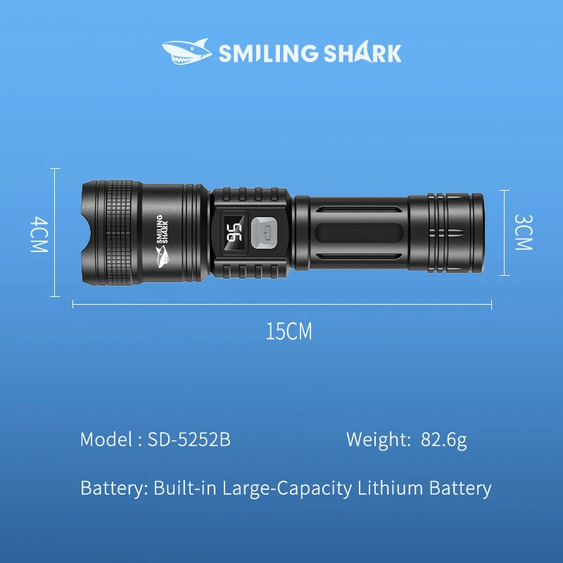 SMILINGSHARK SD5252 Rechargeable Flashlight, Handheld LED Zoomable Torch,  for Outdoor Camping, Hiking, Emergency