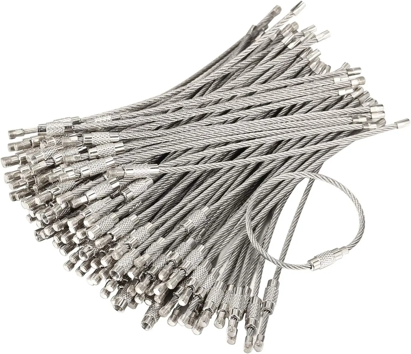 10PCS Stahl Draht Schlüsselbund Farben Edelstahl Ring Schlüsselring Kreis Seil Kabel Schleife Outdoor Camp Gepäck Tag Schraube Lock Gadget – Detail 9