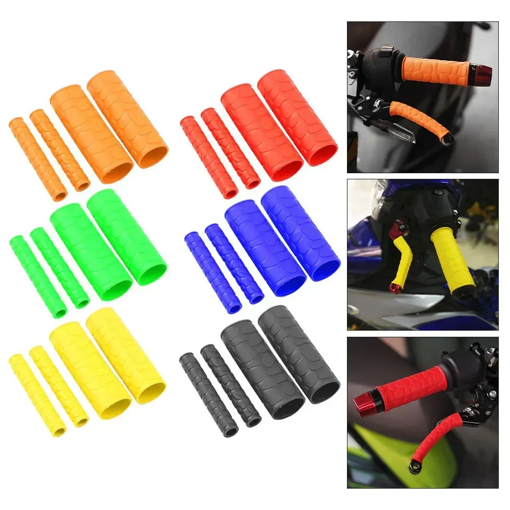 Motorcycle 4pcs Non-slip Rubber Grip Glove Handle Cover Universal Heat Shrinkable Grip Cover Sleeve Handlebar Covers Accessories