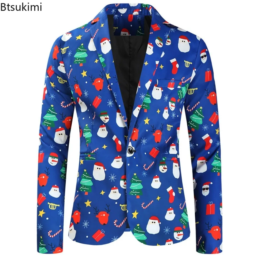 

Новый мужской рождественский пиджак, рождественский новогодний пиджак, пиджак для вечеринки, пиджаки для Санта-Клауса, карнавальный костюм для рождественской ночи, мужской костюм