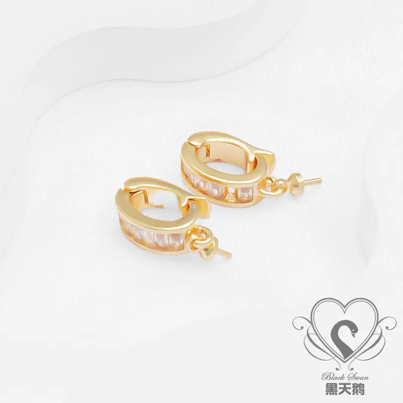 14k Gold-plated Bracelet Necklace Zircon Button Head With Holder 6 * 10mm Melon Seed Buckle DIY Pendant Link Buckle Accessories