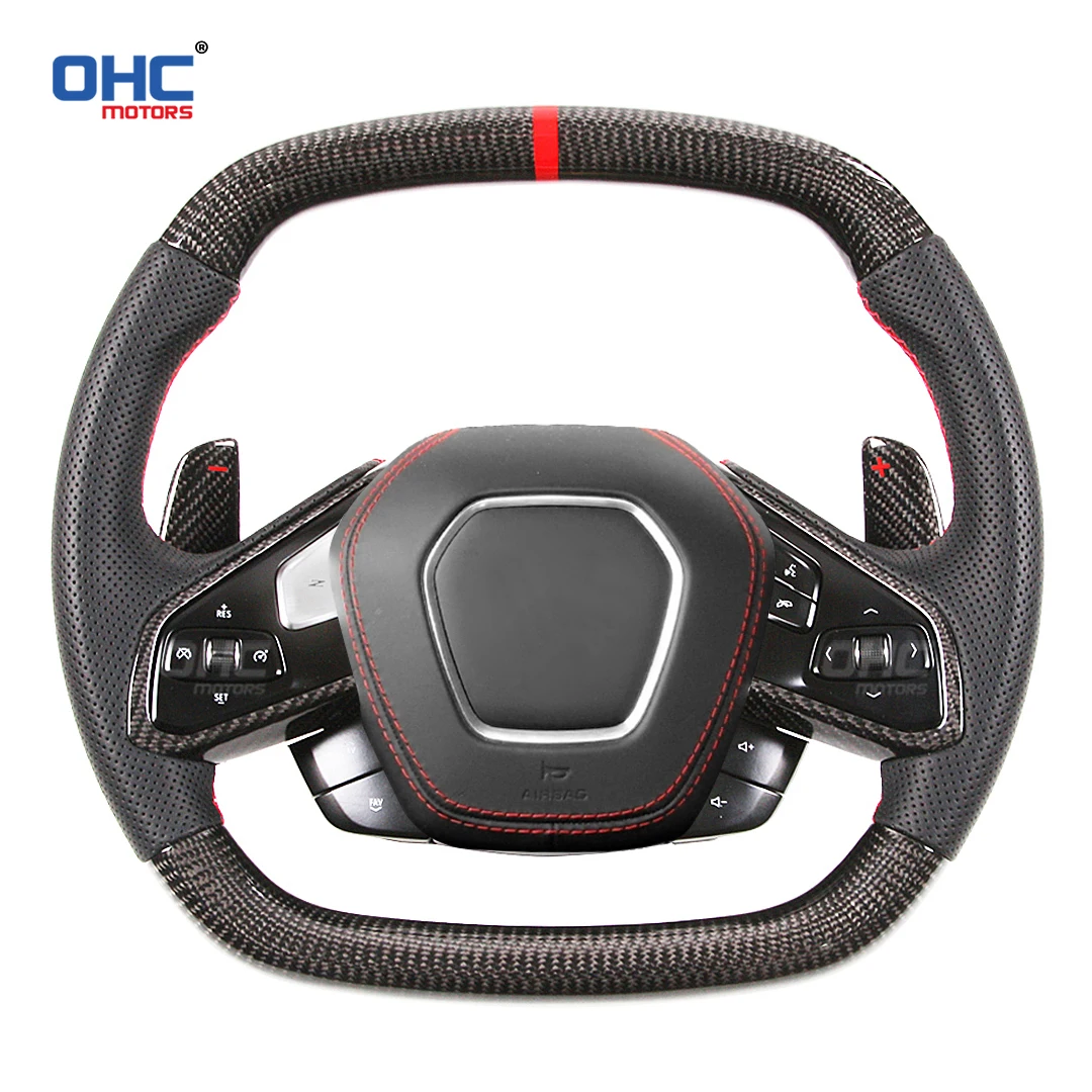 OHC 100% Pure Carbon Fiber Customized Steering Wheel For Chevrolet C8 Corvette Z51 Z06 2020 2021 2022 2023 2024