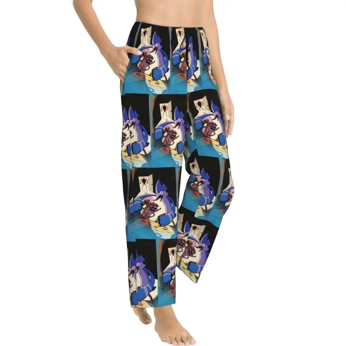 Custom Print Women's R-Regular Show Pajama Pants Cute Anime Sleepwear Sleep Lounge Bottoms with Pockets