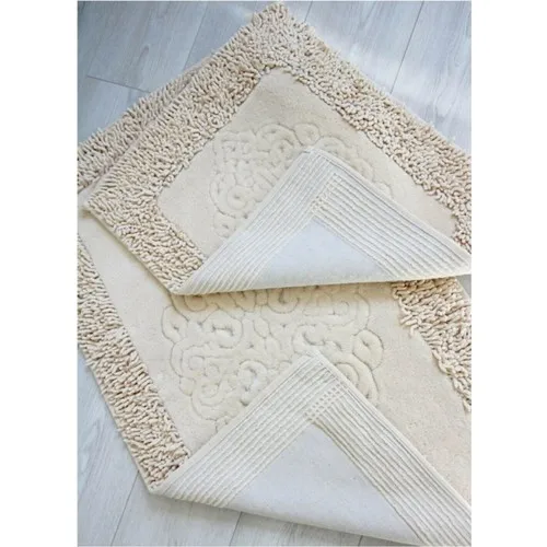 DedeEvTekstil 2'li Cotton Edge Pasta Bath Mat Pad 2'li. Washable, 3 Different Color, Bath Mat.