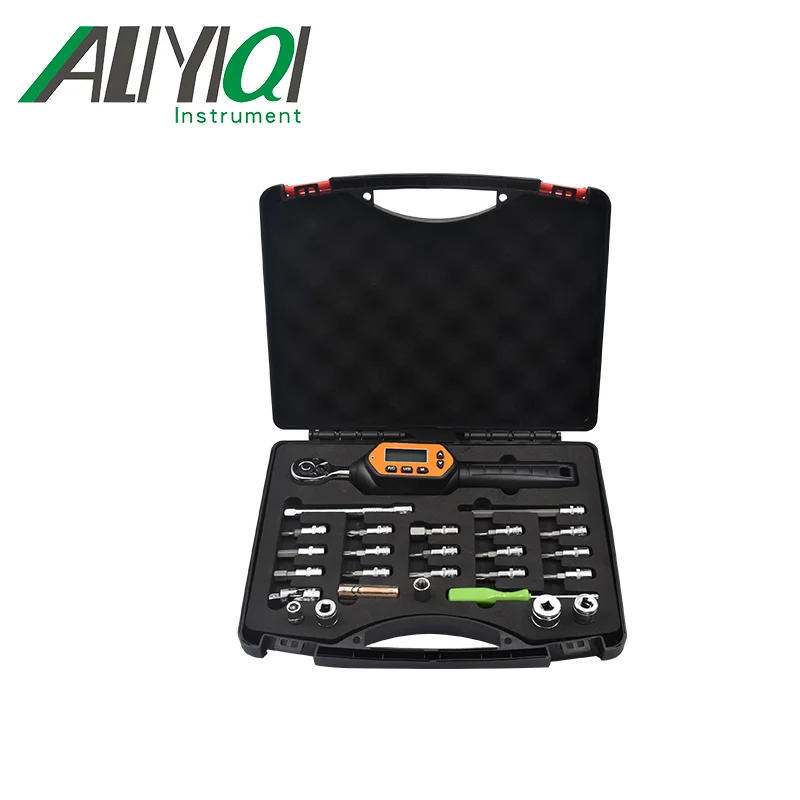 ALIYIQI 0.9N.M-30N.M 1/4'' Drive Digital Torque Wrench 24Pcs Sets 2% Accuracy Bicycle Motorcycle Ratchet Repair Toolbox Kit