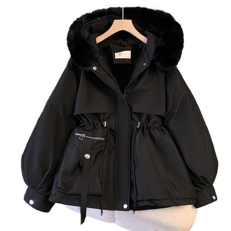 Abrigo de invierno para mujer, Parkas acolchadas con cordón cálido, ropa de calle informal coreana, prendas de vestir acolchadas para mujer