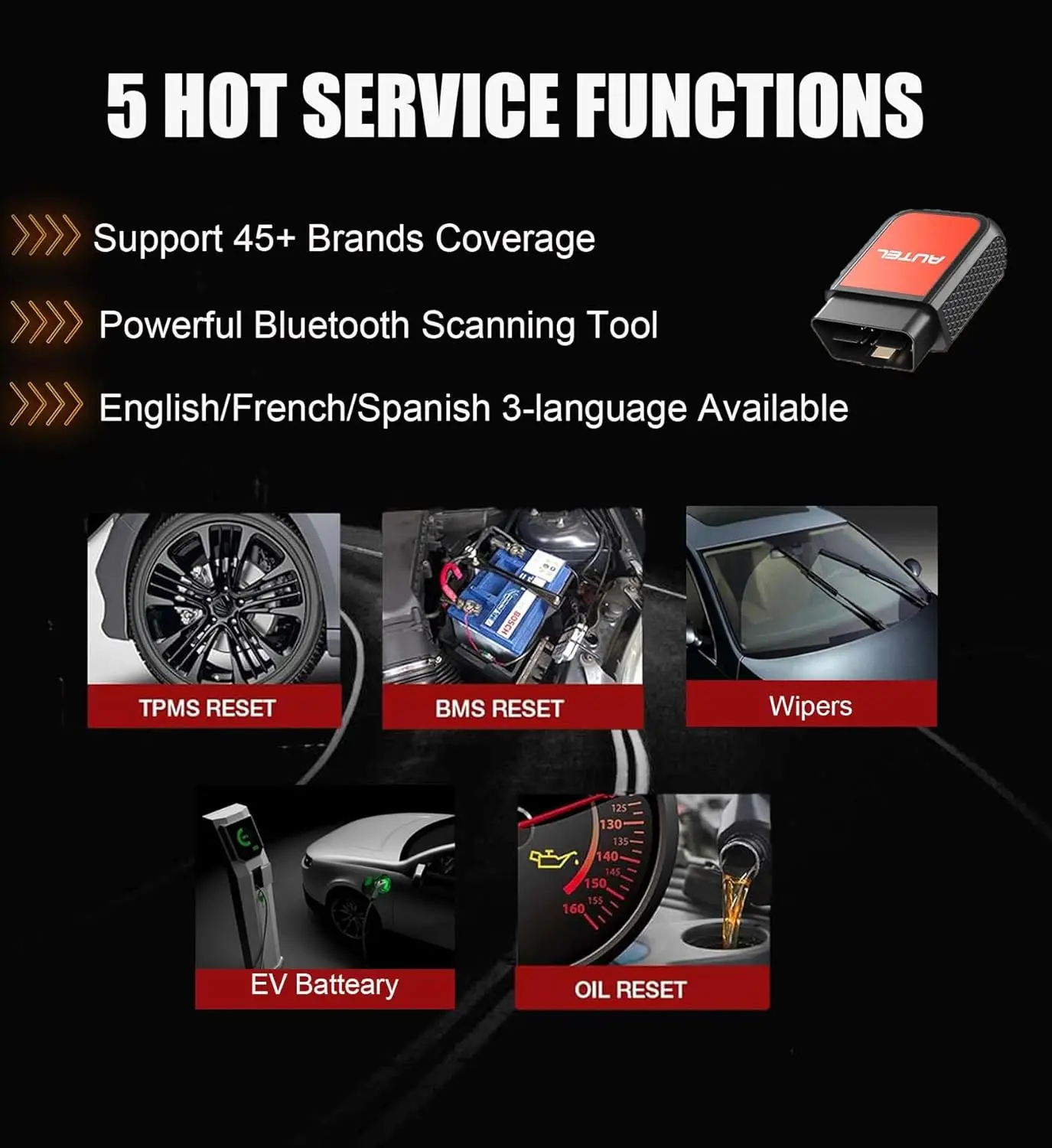 MaxiAP AP2500 Bluetooth OBD2 Code Reader, 5+ Functions, 45+ Brands, Free App for Android/iOS