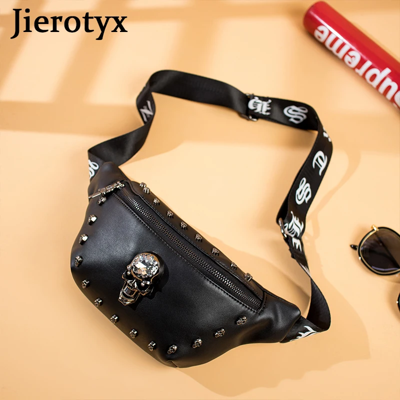 JIEROTYX-riñonera Unisex de calavera de hueso, bolso de cintura cruzado impermeable Vintage, cinturón ajustable para viajes, senderismo, correr,